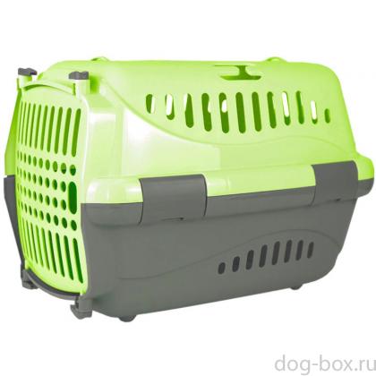 Переноска для животных "Турне" с пластиковой дверцей, 48*32*32см, зеленая-0