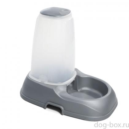 Автокормушка-автопоилка для животных "Графит", серебристая, 1500мл, 27*18*24см-0