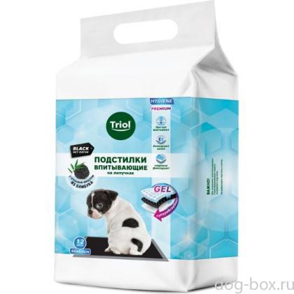 Подстилки впитывающие с угольным фильтром на липучках, черные, 60*60см 12шт, серия HYGIENE-0