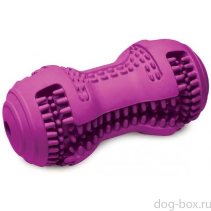 Игрушка для собак из цельнолитой резины "Гантель-массажер", 11,5см-0