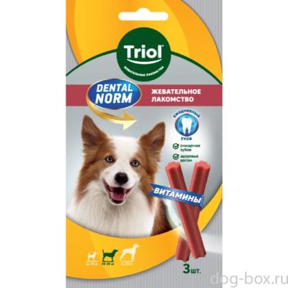 Лакомство для собак средних пород "Палочки жевательные с витаминами" серия DENTAL NORM, 3шт, 75г-0