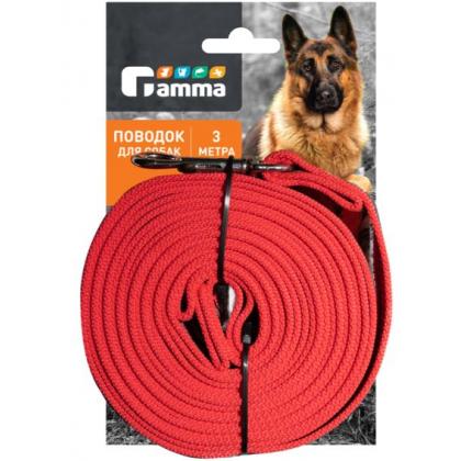 Поводок капроновый для собак с латексной нитью "Апорт", красный, 20*300см-1