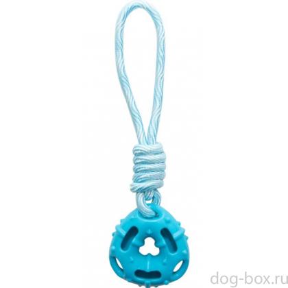 Игрушка для собак из термопластичной резины "Пончик с веревкой", d8/29см-0