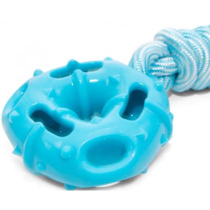 Игрушка для собак из термопластичной резины "Пончик с веревкой", d8/29см-1