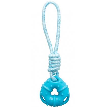 Игрушка для собак из термопластичной резины "Пончик с веревкой", d8/29см-2