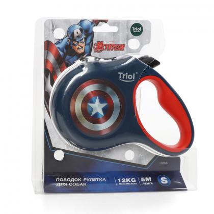 Поводок-рулетка для собак Marvel Капитан Америка S, 5м до 12кг, лента-3