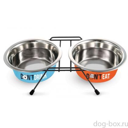 Миски металлические на подставке "Water&Food", 2*0,24л-0