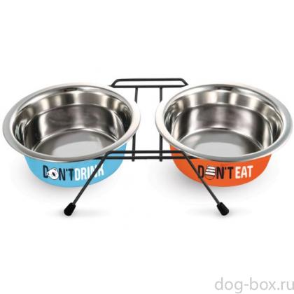 Миски металлические на подставке "Water&Food", 2*2,8л-0