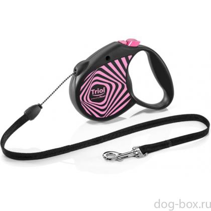 Поводок-рулетка для собак Flexi Life Geometry Pink S 5м до 12кг, трос-0