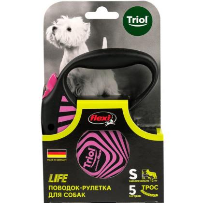 Поводок-рулетка для собак Flexi Life Geometry Pink S 5м до 12кг, трос-1