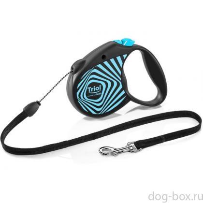 Поводок-рулетка для собак Flexi Life Geometry Blue M 5м до 20кг, трос-0