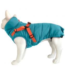 Попона для собак утепленная с шлейкой OUTDOOR Active, бирюзовая, S (25см)