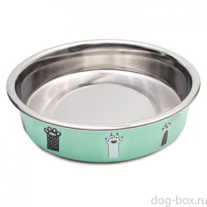 Миска металлическая на резинке "Цап-царап", 13,5см, 0,45л-0