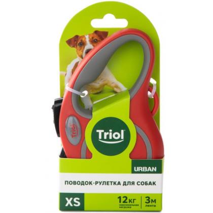  Поводок-рулетка для собак Urban XS, 3м до 12кг, лента, красный-3