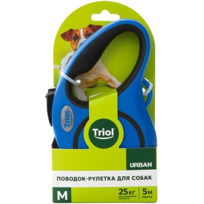 Поводок-рулетка для собак Urban M, 5м до 25кг, лента, синий-3