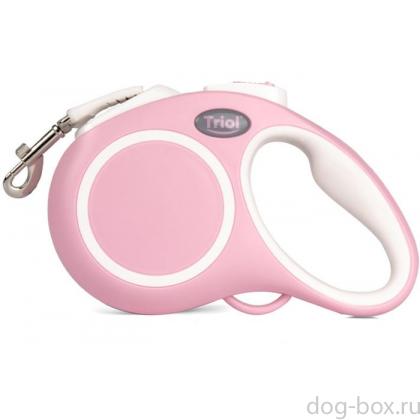 Поводок-рулетка для собак Urban S, 5м до 15кг, лента, розовый-0