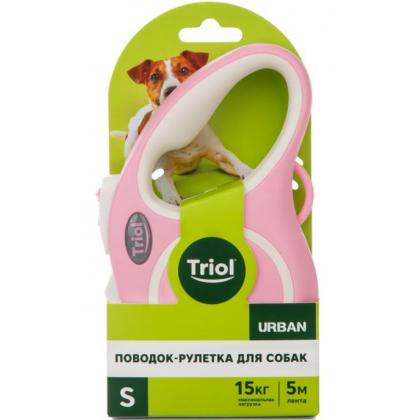 Поводок-рулетка для собак Urban S, 5м до 15кг, лента, розовый-2