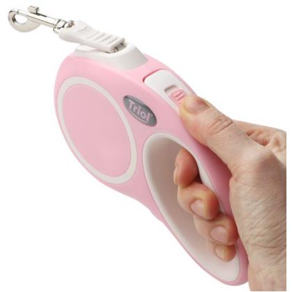 Поводок-рулетка для собак Urban S, 5м до 15кг, лента, розовый-1