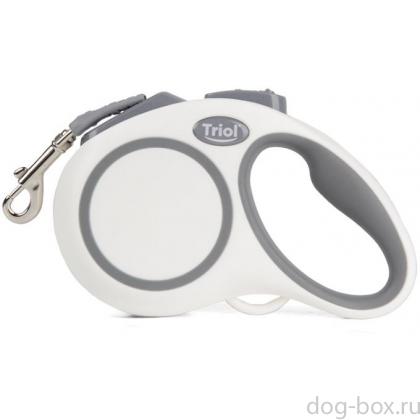 Поводок-рулетка для собак Urban M, 5м до 25кг, лента, белый-0