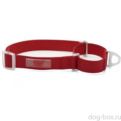Ошейник-мартингейл (полуудавка) для собак нейлоновый "Стандарт" L, красный, 2,5*48-70см-0