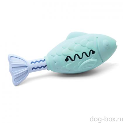 Игрушка для собак из резины "Рыбка" с выдвижным хвостом, 16,5см-0