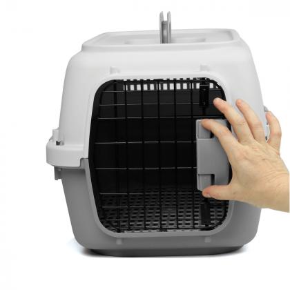 Переноска для животных с металлической дверцей "Карго" S, серая, 50*34*30см, серия TRAVEL-1