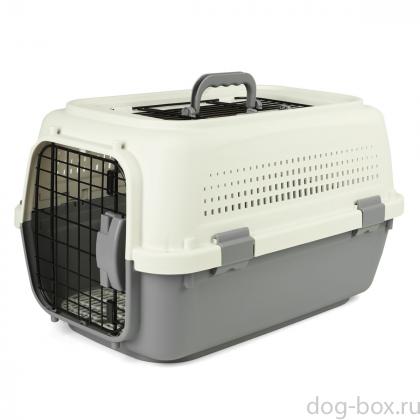 Переноска для животных с металлической дверцей и верхним люком "Карго" S, серая, 50*34*30см, серия TRAVEL-0