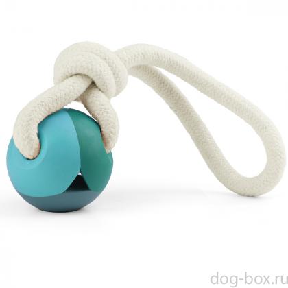 Игрушка для собак из резины "Мяч с веревкой", d7,5/35см-0