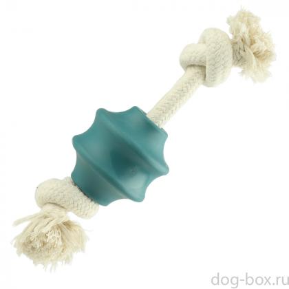 Игрушка для собак из термопластичного эластомера Валик с веревкой, 21см-0