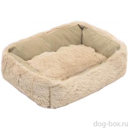 Лежак прямоугольный пухлый FURRY №1 с подушкой 45*35*h14см, бежевый-0