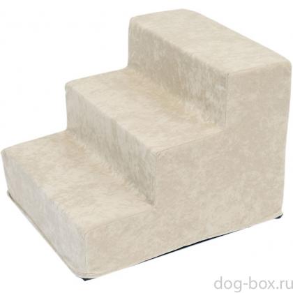 Лесенка прикроватная для животных ВВЕРХ (вельвет, поролон) 34*40*h30см, бежевая-0