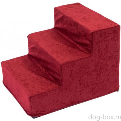 Лесенка прикроватная для животных ВВЕРХ (вельвет, поролон) 34*40*h30см, бордовая-0