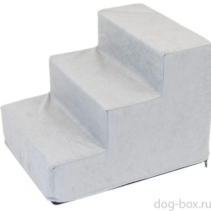 Лесенка прикроватная для животных ВВЕРХ (вельвет, поролон) 34*40*h30см, серая-0