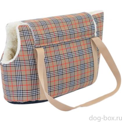 Сумка-переноска утеплённая WARM №1 с карманом 35*16*25см, клетка-0