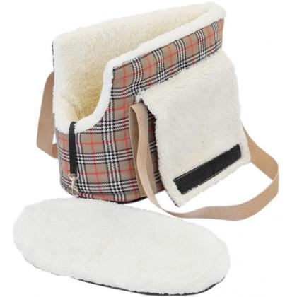 Сумка-переноска утеплённая WARM №1 с карманом 35*16*25см, клетка-1