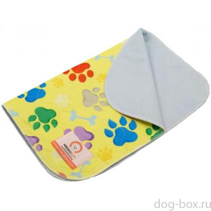 Многоразовая пеленка для собак, 70x80 см, рисунок с лапами-0