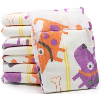 Одноразовые подгузники для кобелей, рисунок  со щенками и косточками, индикатор влажности, лимонный запах, размер M (8-16кг), 12 шт.-1