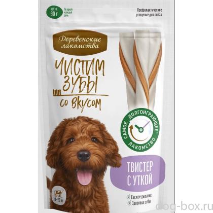 Чистим зубы для собак средних пород Твистер с уткой 0.09кг-0