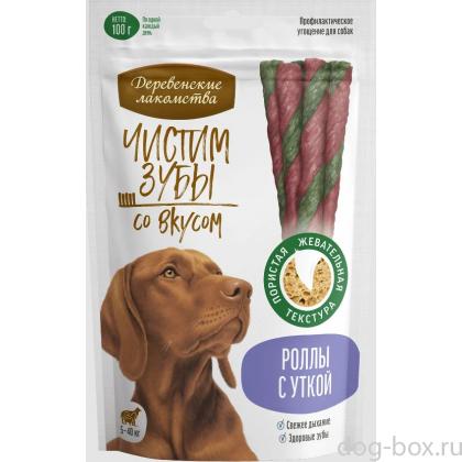 Чистим зубы для собак Роллы с уткой 0.1кг-0