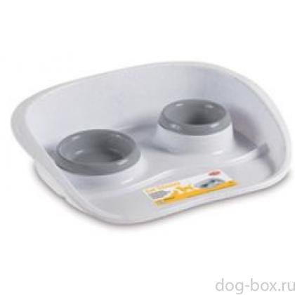 Подставка Set Dinner серая с мисками, 0,2 и 0,3 л-0