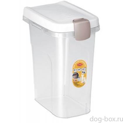 Контейнер для корма, 15 л/6кг, прозрачный с белой крышкой, 33*22*41см-0