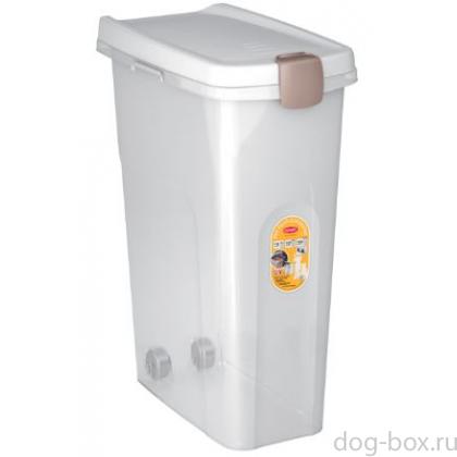 Контейнер для корма, 40 л/15кг, прозрачный с белой крышкой, 45*27*61см-0