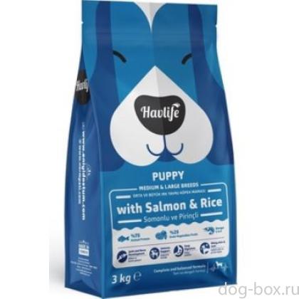 Корм для щенков средних и крупных пород  с лососем и рисом 3 кг-0