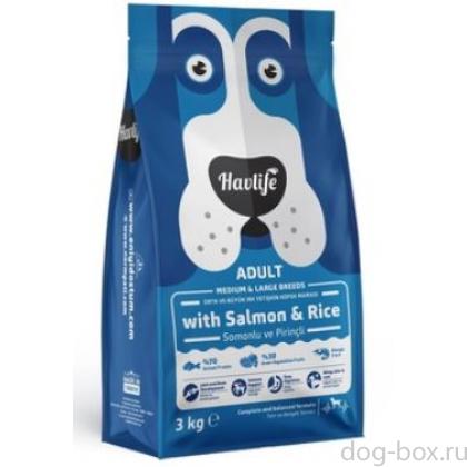 Корм для взрослых собак средних и крупных пород  с лососем и рисом 3 кг-0