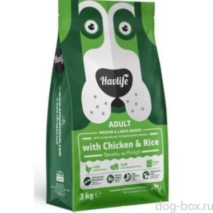 Корм для взрослых собак средних и крупных пород  с курицей и рисом 3 кг-0