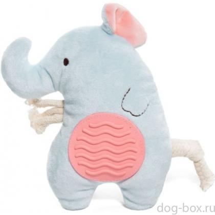 Игрушка для собак мягкая "Слоник с тренажером для зубов", 16см-0