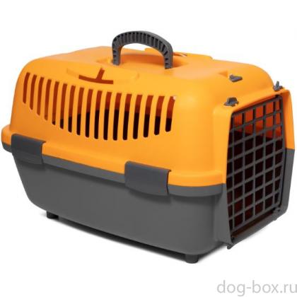 Переноска для животных TRAVEL с пластиковой дверцей L, оранжевая, 61*40*38см-0