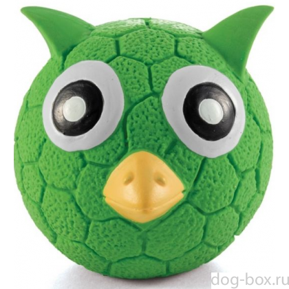 Игрушка "Совёнок-мяч" с пищалкой, для собак, латекс, 9*9*7,5 см-0