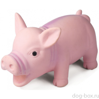 Игрушка "Розовый поросенок" с пищалкой, для собак, латекс, 12 см-0