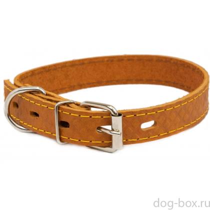 Ошейник кожаный янтарь 20мм, 23-33см, с тиснением-0